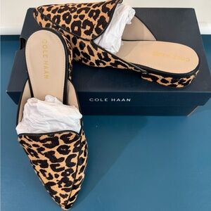 Cole Haan Brown and Black Mules with Pointed Toe